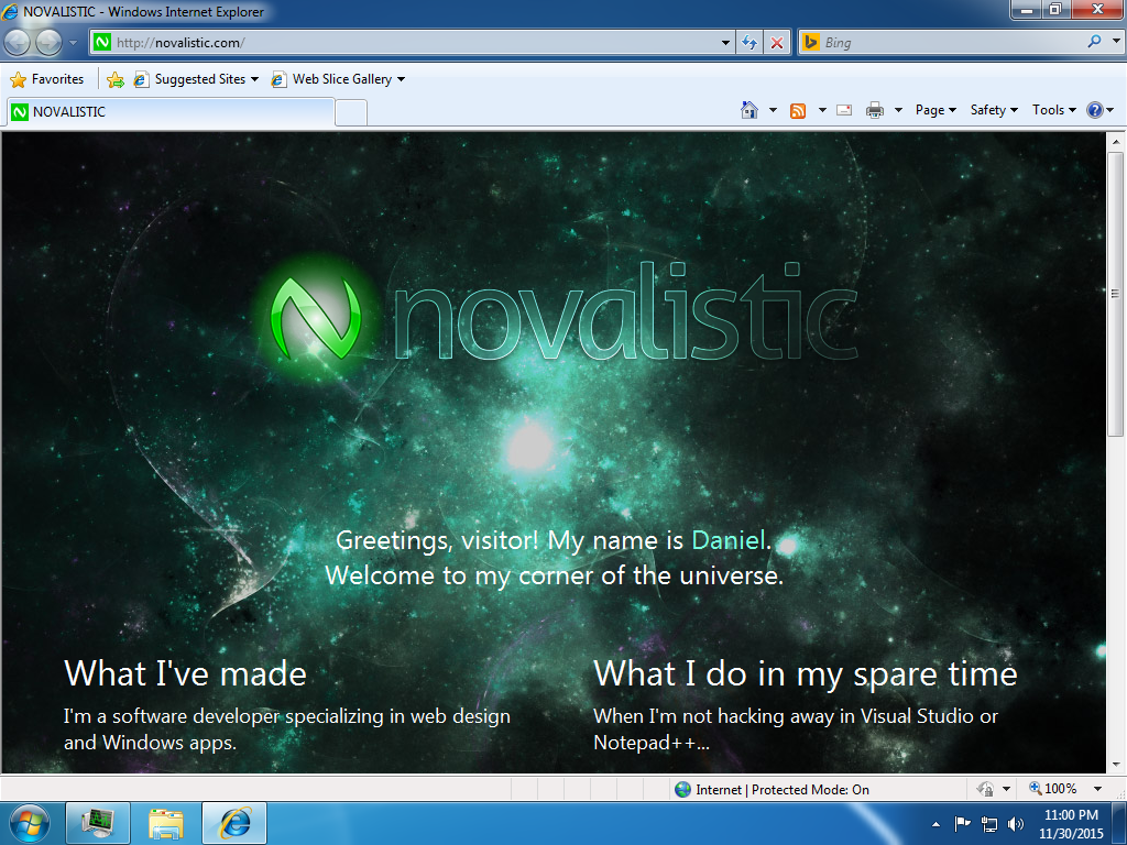 NOVALISTIC 5.0 "Veldin" on Internet Explorer 8 screenshot