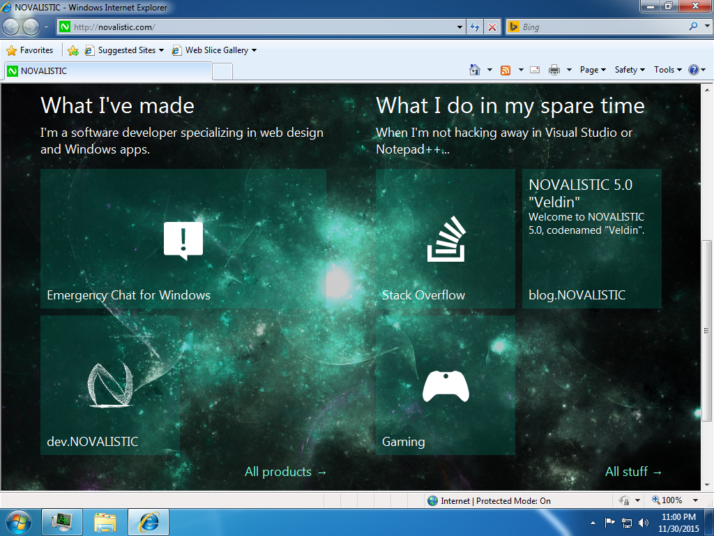 NOVALISTIC 5.0 "Veldin" on Internet Explorer 8 tiles screenshot